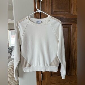 Evereve cream sweatshirt with faux leather details